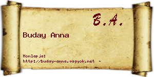 Buday Anna névjegykártya